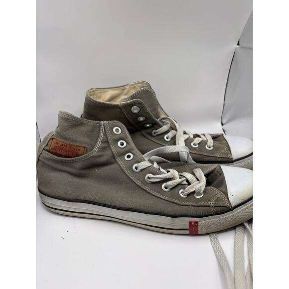 Levis Canvas Sneakers Shoes Mens 13 Olive Green Lace Up High Top Skate 90s Y2K - Picture 1 of 10